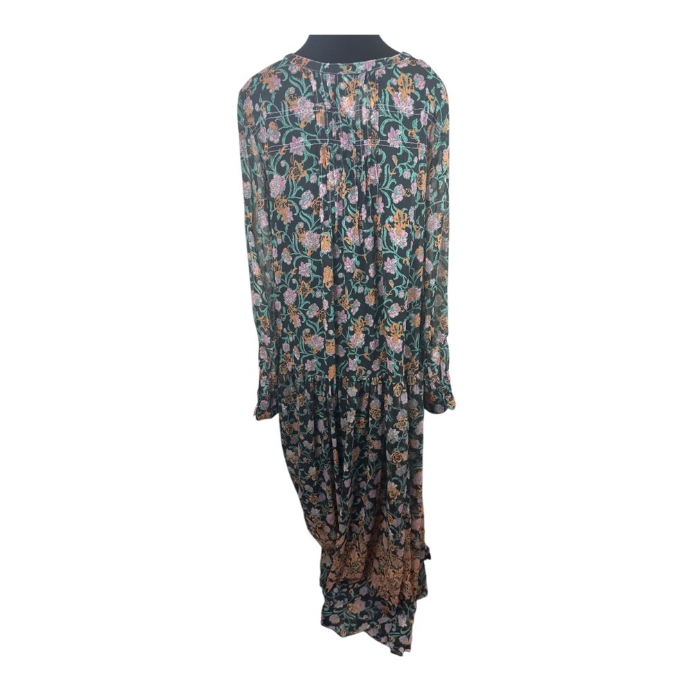 Free People Black Floral Maxi Dress with Green and Rust Accents - Picture 7 of 10